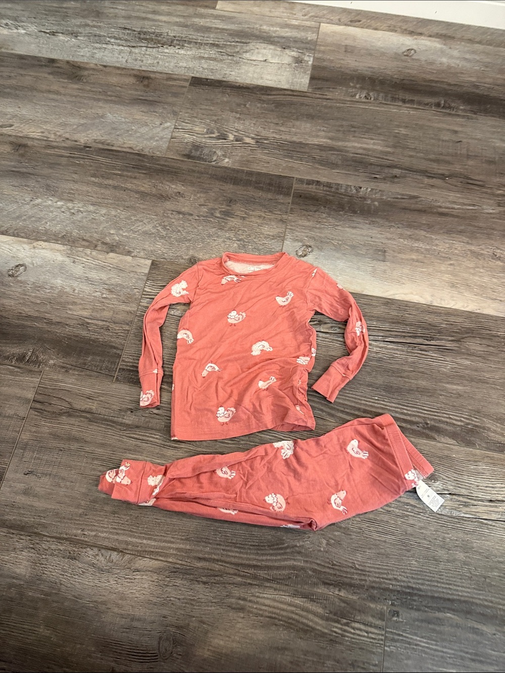 Carters Kids Coral Pajama Set with White Animal Prints